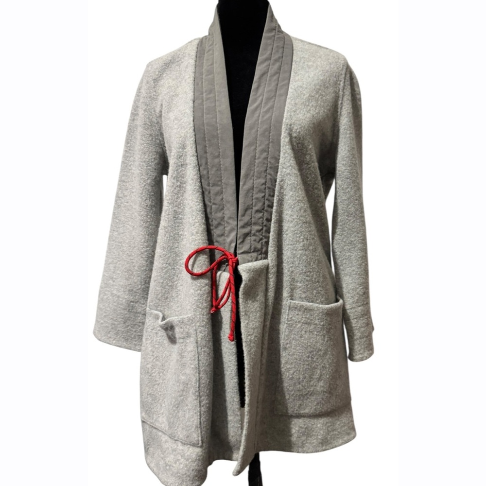 Topo Designs Women's Global‎ Wrap Cardigan Sweater Gray Wool Blend Jacket Medium